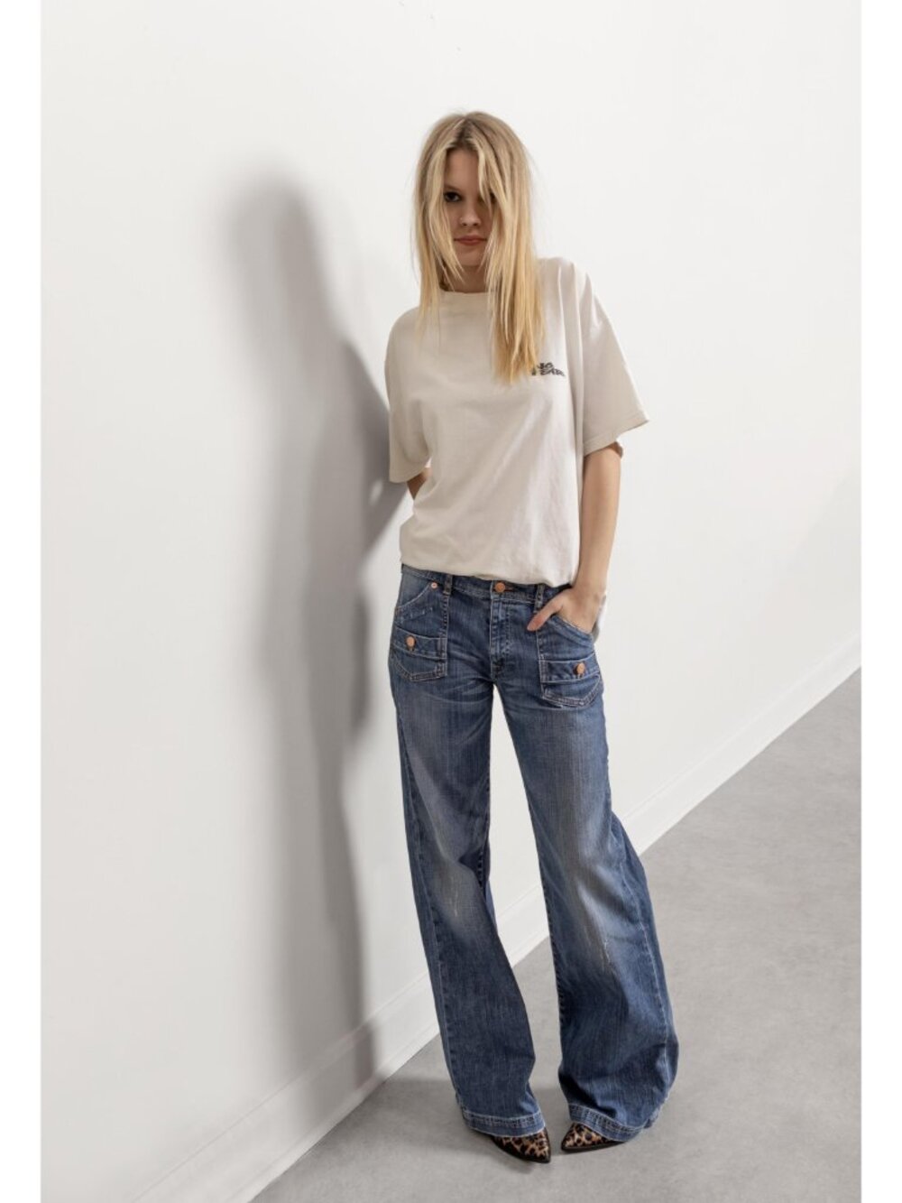 Low Rise Baggy Wide Leg Jeans Y2K 2000's Vintage Denim / 38 Inch Hips / Size 5 6 - Picture 13 of 14